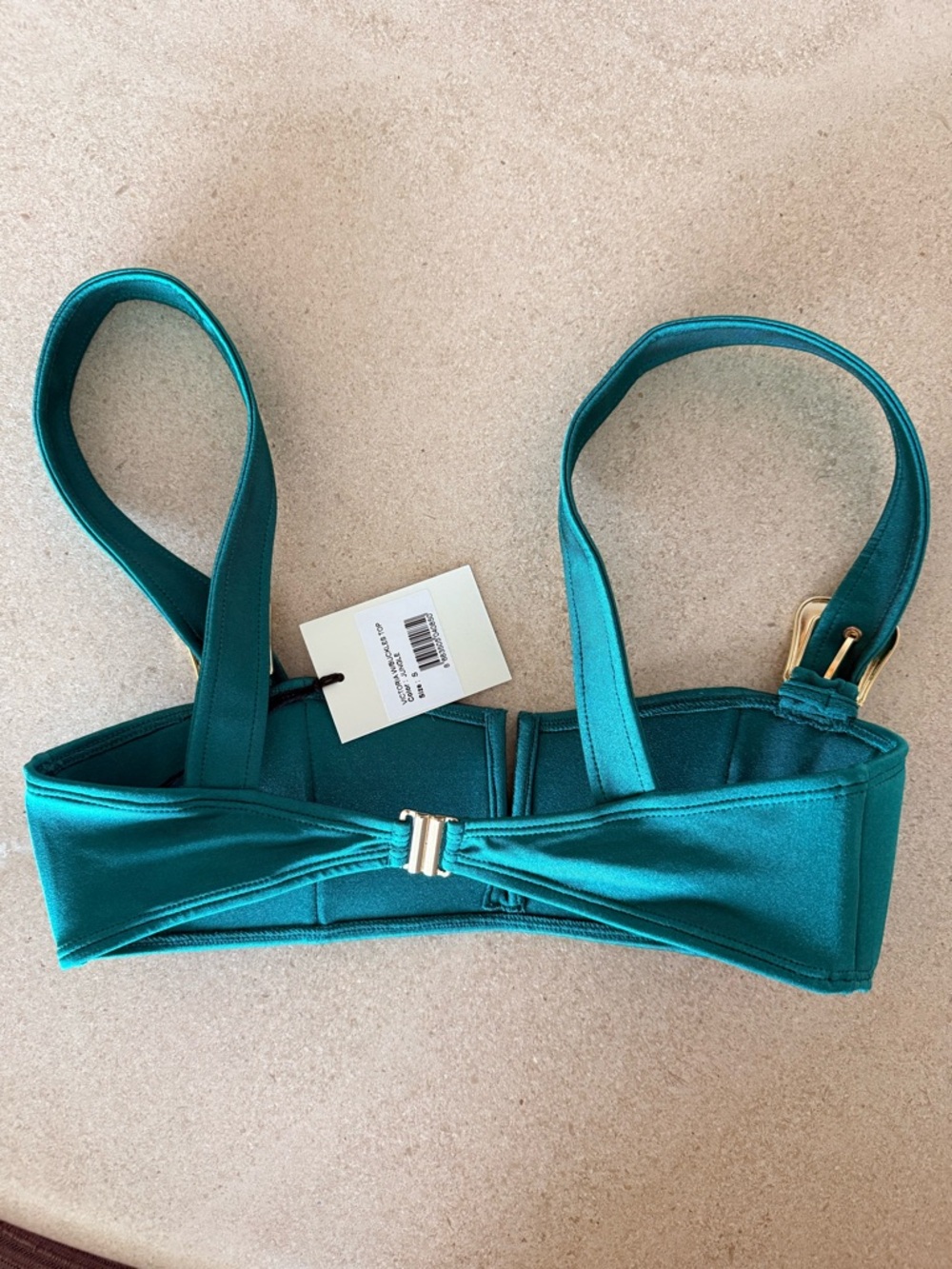 Teal High-Waist Bikini Set with Gold Buckle — Women Swim Bikini - Picture 2 of 8